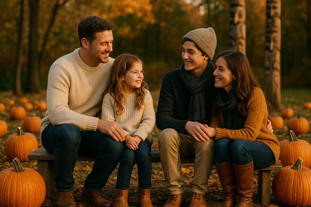 family in pumpkin patch autumn directory | GPS: 49.164758, -122.494841