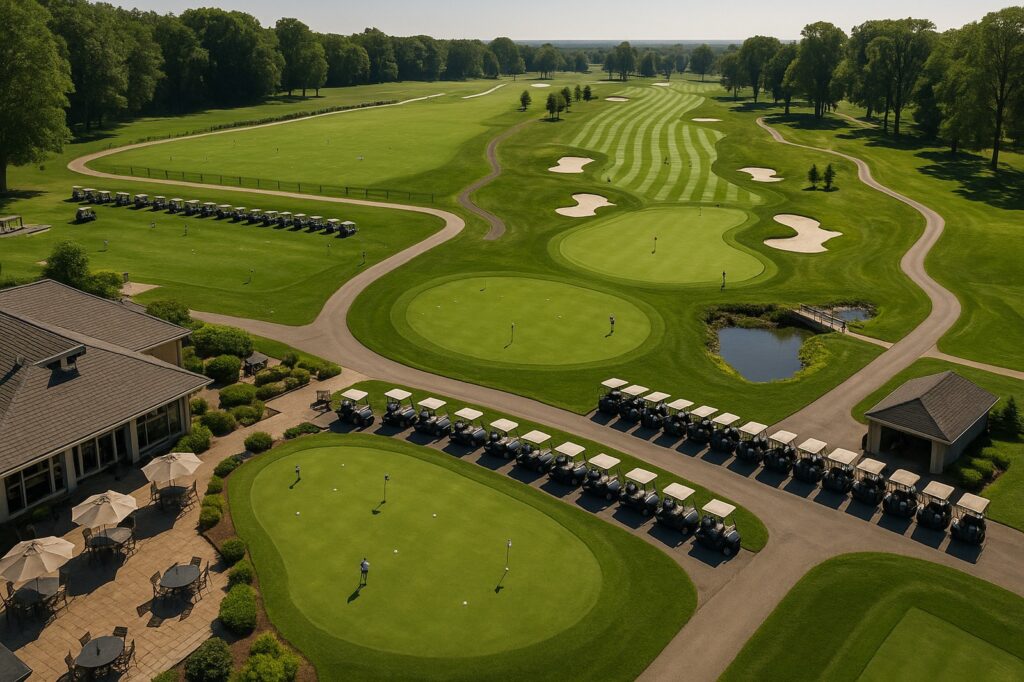 golf course aerial view langleys golf club experience | GPS: 49.194945, -122.448743