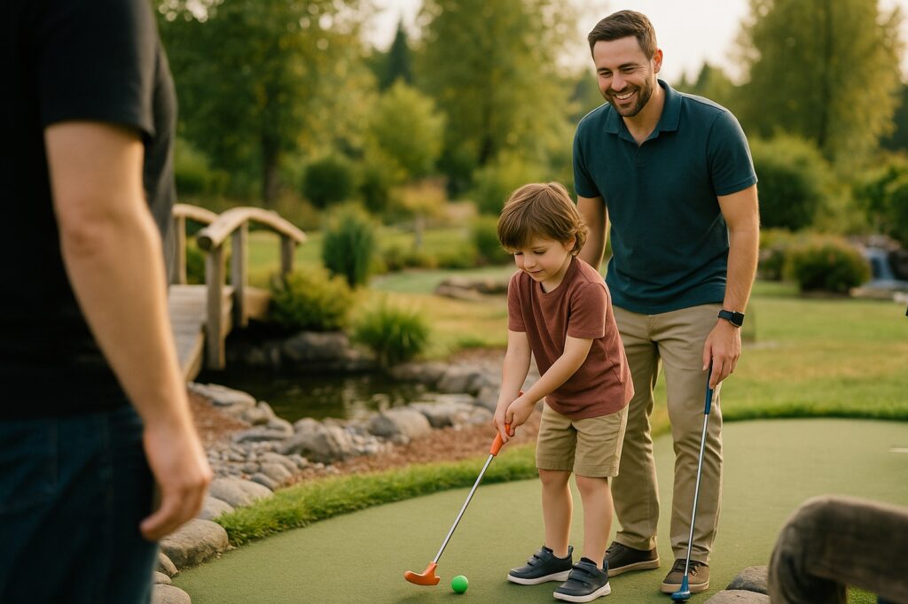 happy father son time langleys mini golf experience | GPS: 49.191362, -122.454215