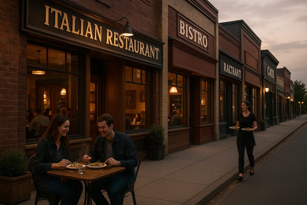 italian restaurant local dining atmosphere evening | GPS: 49.187096, -122.460729