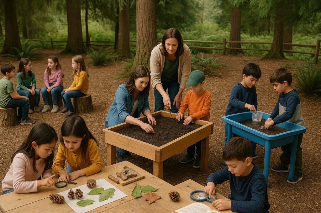 outdoor classroom activities with local kids learning | GPS: 49.206134, -122.431657