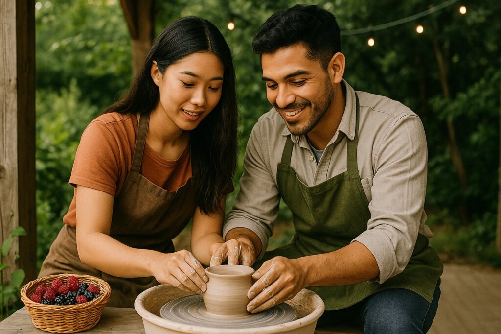 pottery class local couples making art creating together | GPS: 49.161222, -122.500240