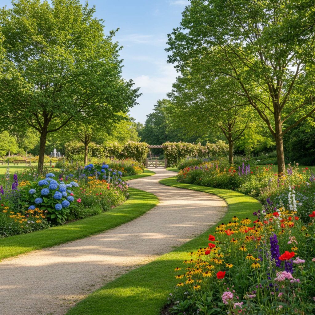 serene pathway in langleys beautiful flower garden | GPS: 49.161402, -122.499967