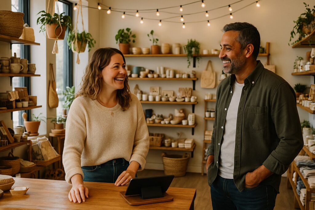 smiling couple at retail store directory | GPS: 49.136536, -122.537939