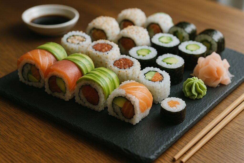 sushi platter with sauce langley | GPS: 49.155695, -122.508682