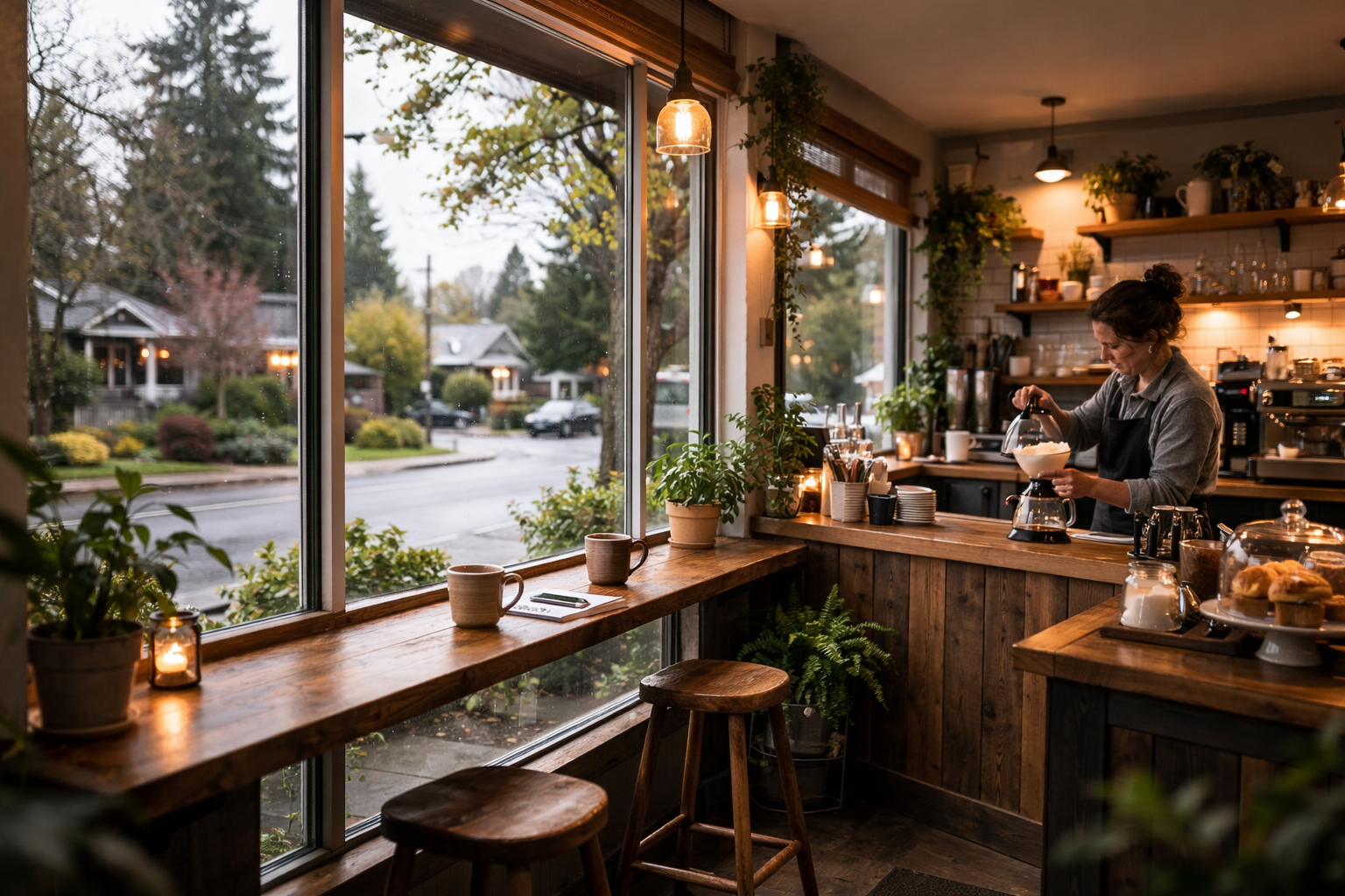 cozy cafe interior in maple ridge with barista making coffee Maple Ridge BC's Best Coffee Shops cozy-cafe-interior-in-maple-ridge-with-barista-making-coffee