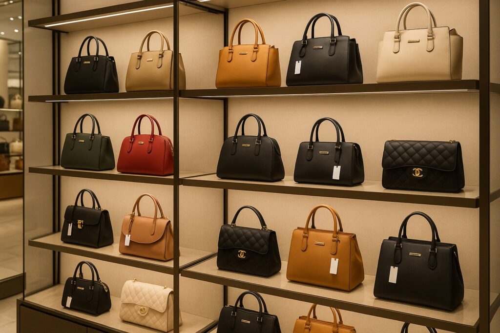designer handbags display local fashion store | GPS: 49.159759, -122.502476