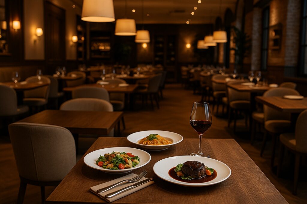 dining delight local three dishes and wine | GPS: 49.163478, -122.496797