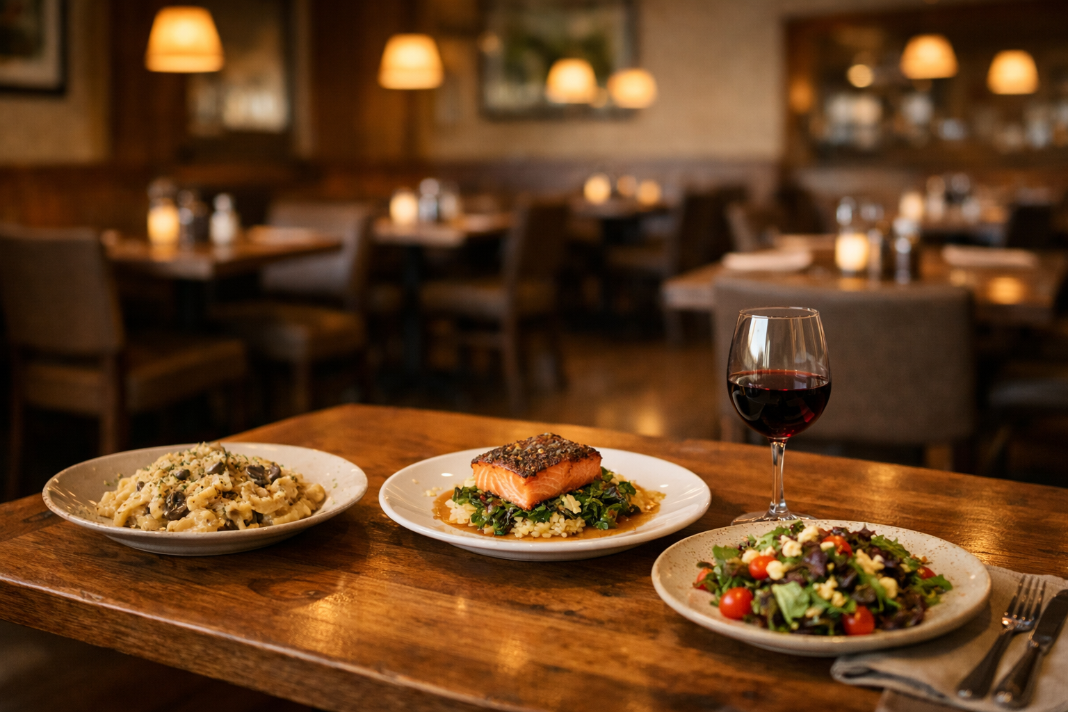 dinner plates salmon pasta salad with wine local directory Maple Ridge BC: Best Hidden Eateries dinner-plates-salmon-pasta-salad-with-wine-local-directory