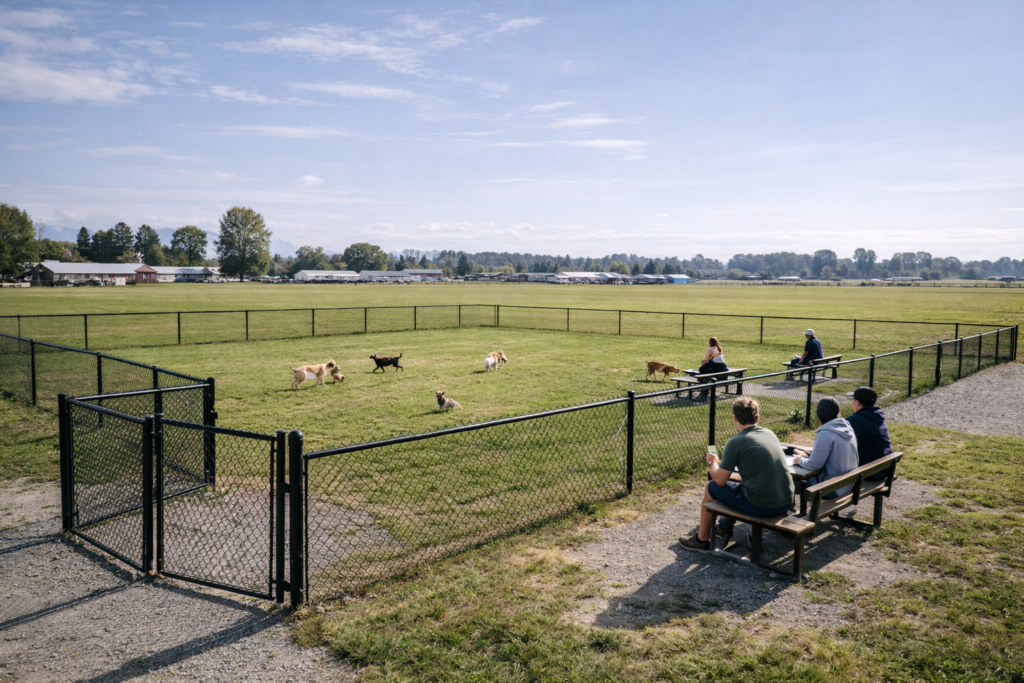 dog-park-in-maple-ridge-people-and-pets-enjoy-sunny-day
