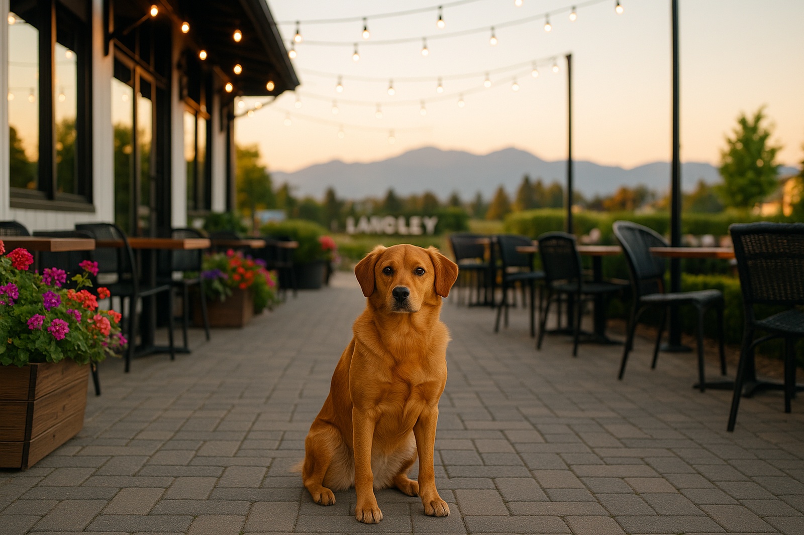 golden dog at cafe directory | GPS: 49.109283, -122.582201