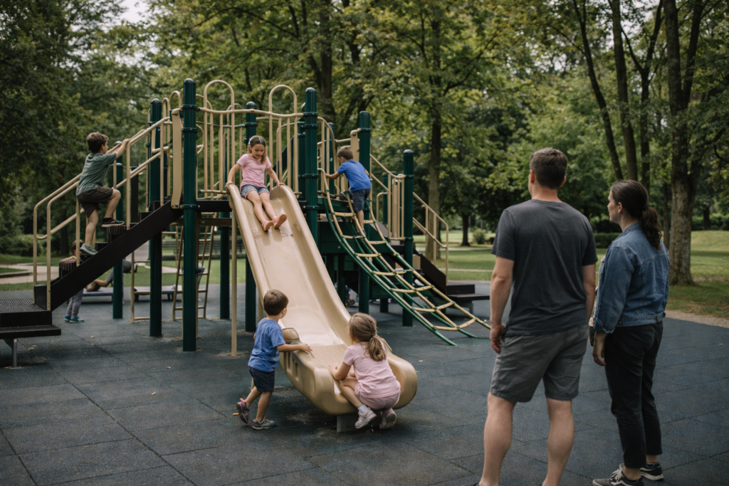 kids playing on playground in maple ridge park 2023 Parks In Maple Ridge for family outings kids-playing-on-playground-in-maple-ridge-park-2023