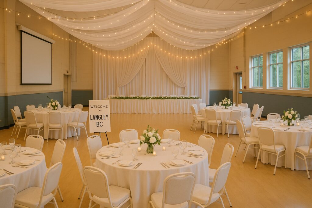 local wedding reception decorated hall langley bc | GPS: 49.171286, -122.484873