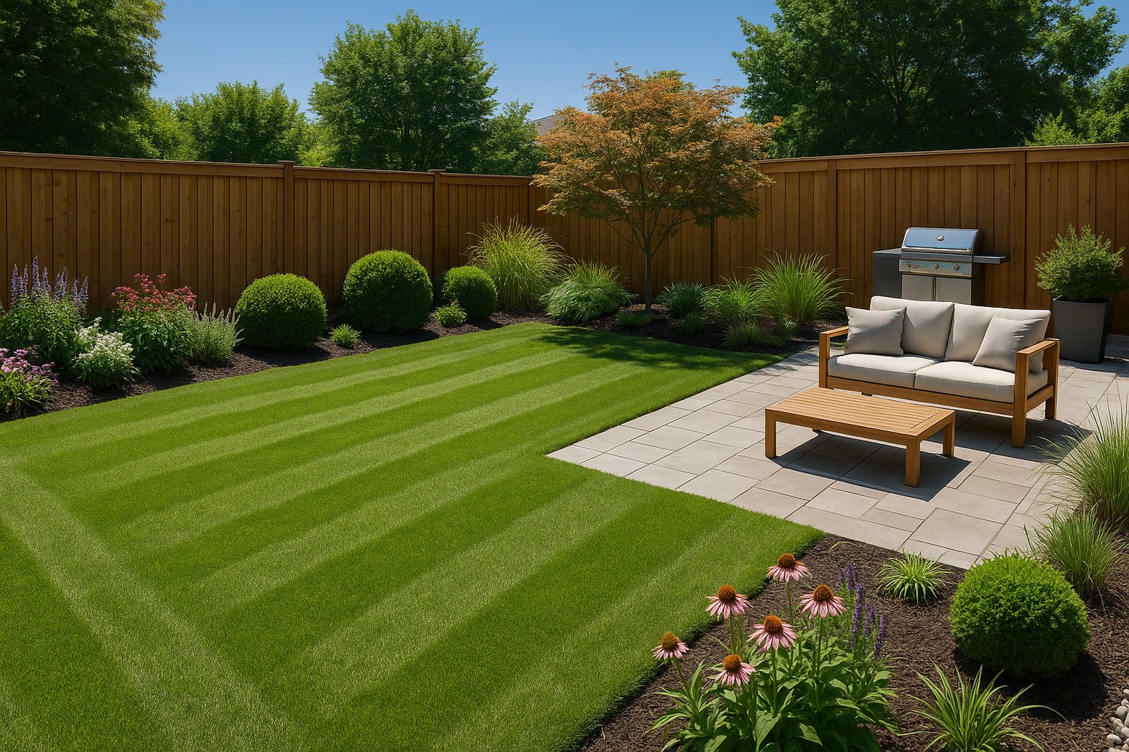 lush local garden with patio and grill area Top Maple Ridge BC Home Service Landscapers lush local garden with patio and grill area | GPS: 49.151263, -122.515449