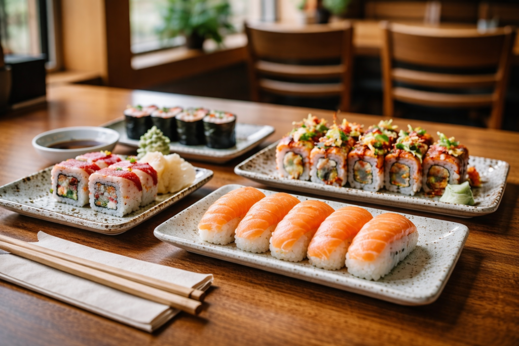 sushi platter with salmon rolls maple ridge restaurant Sushi in Maple Ridge sushi-platter-with-salmon-rolls-maple-ridge-restaurant