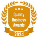 Golden emblem for Quality Business Awards 2024, likely related to businesses in areas like Maple Ridge BC.