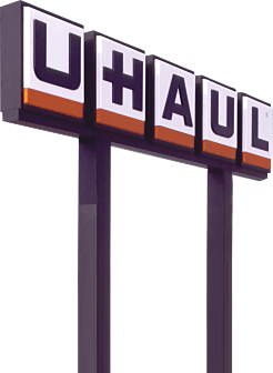 U-Haul sign with orange and white detail, possibly located in Maple Ridge BC.