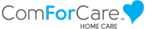 ComForCare home care logo featuring the words ComForCare with a blue heart on the right. Maple Ridge BC.
