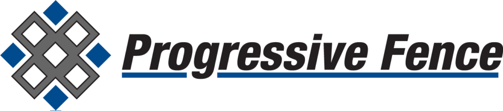 The Progressive Fence logo with a grey square design with blue diamonds; the text "Progressive Fence" is underlined in blue. Perhaps they have fences in Maple Ridge, BC.