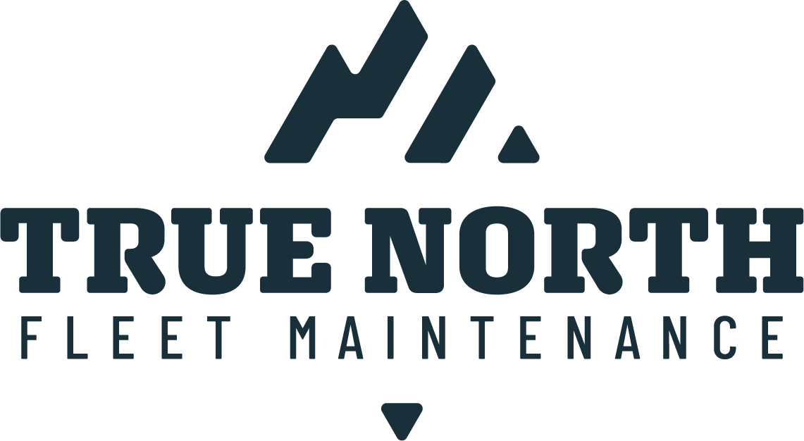 Logo for True North Fleet Maintenance in Maple Ridge BC, featuring a stylized mountain graphic above the text.