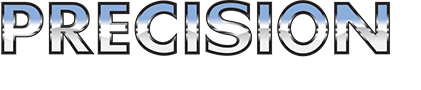 The logo for Precision Auto Service Ltd., likely a business in Maple Ridge BC, features large, shiny, beveled letters spelling "Precision" above the words "Auto Service Ltd." on a black background.