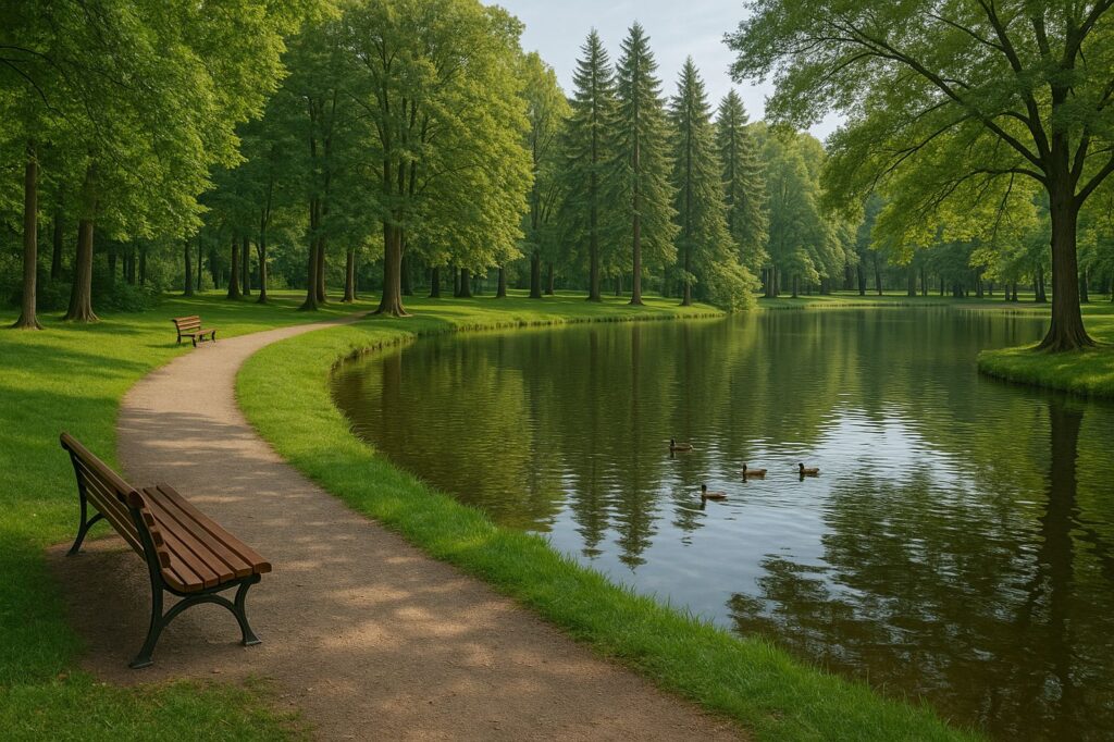 serene park pathway with ducks directory | GPS: 49.136764, -122.537592