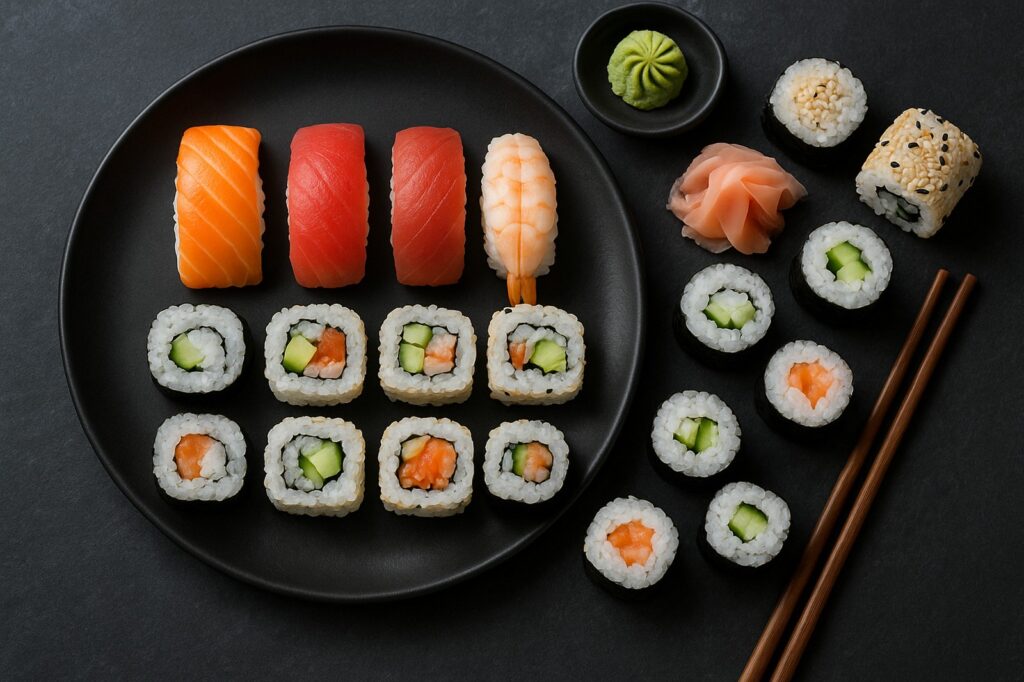 sushi platter with sashimi and local rolls ingredients 1 Maple Ridge Local sushi platter with sashimi and local rolls ingredients | GPS: 49.136872, -122.537426