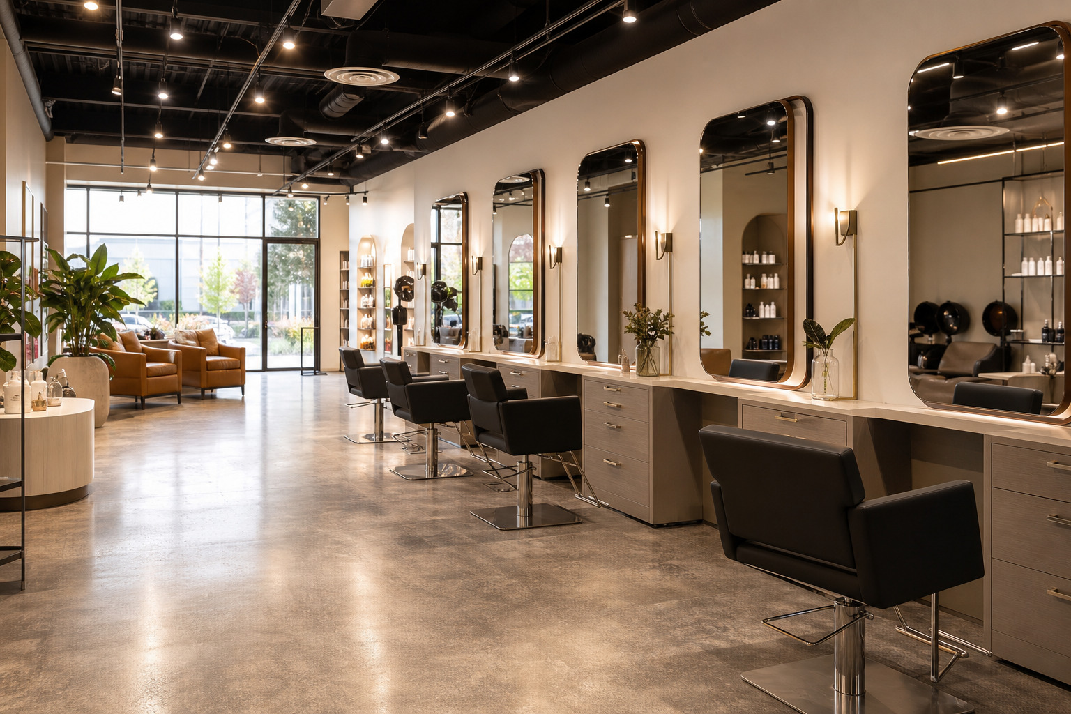 shop1 1 Top Hair Salons in Maple Ridge Sheren Chic on Lougheed Highway with modern styling stations and soft lighting