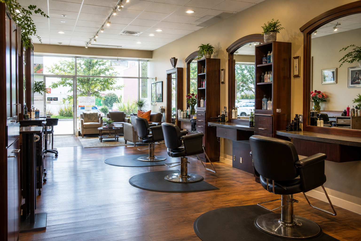 shop4 1 Top Hair Salons in Maple Ridge Ridge Meadows Hairstyling with classic chairs and a friendly neighbourhood salon layout