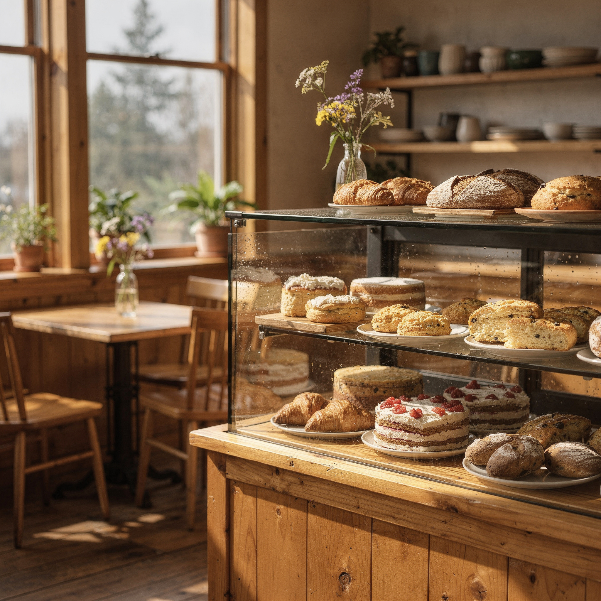 cozy cafe interior with bakery display v2 Maple Ridge: Neighbourhood Food Tour cozy cafe interior with bakery display case